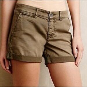 Anthropologie Pilcro and the Letterpress Hyphen Green Shorts - Size 28